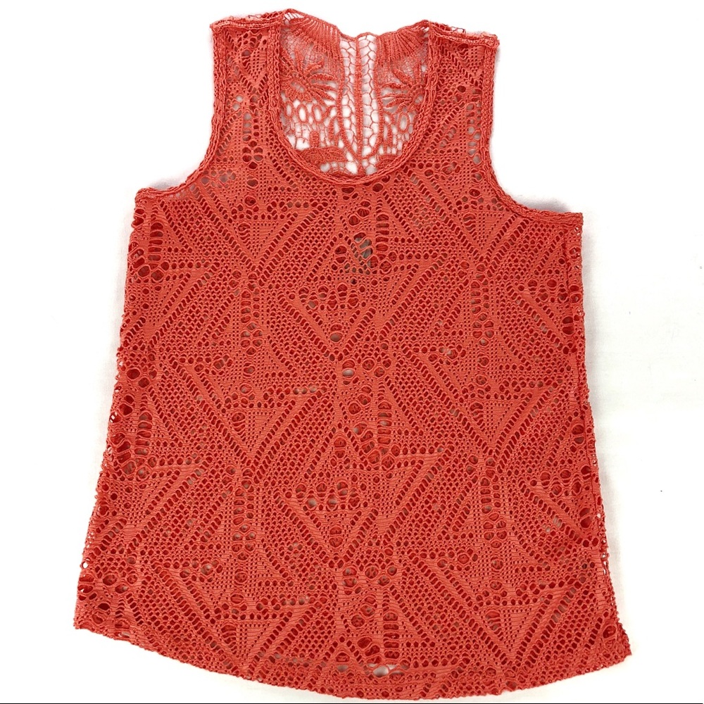 Vanity Coral Crochet Tank Top
